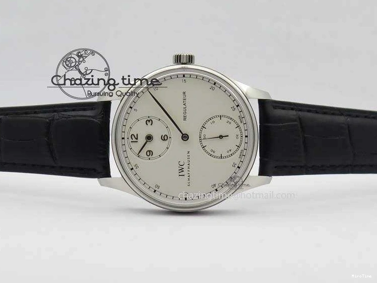MIROTIME 1223 Effortless Portuguese IW544404 SS White Dial On Black Leather Strap A 7257